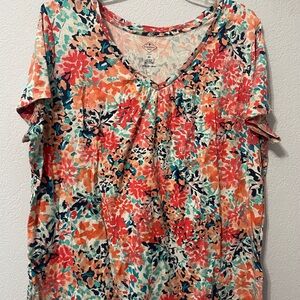 St. John's Bay Multicolor Floral Short Sleeve Top